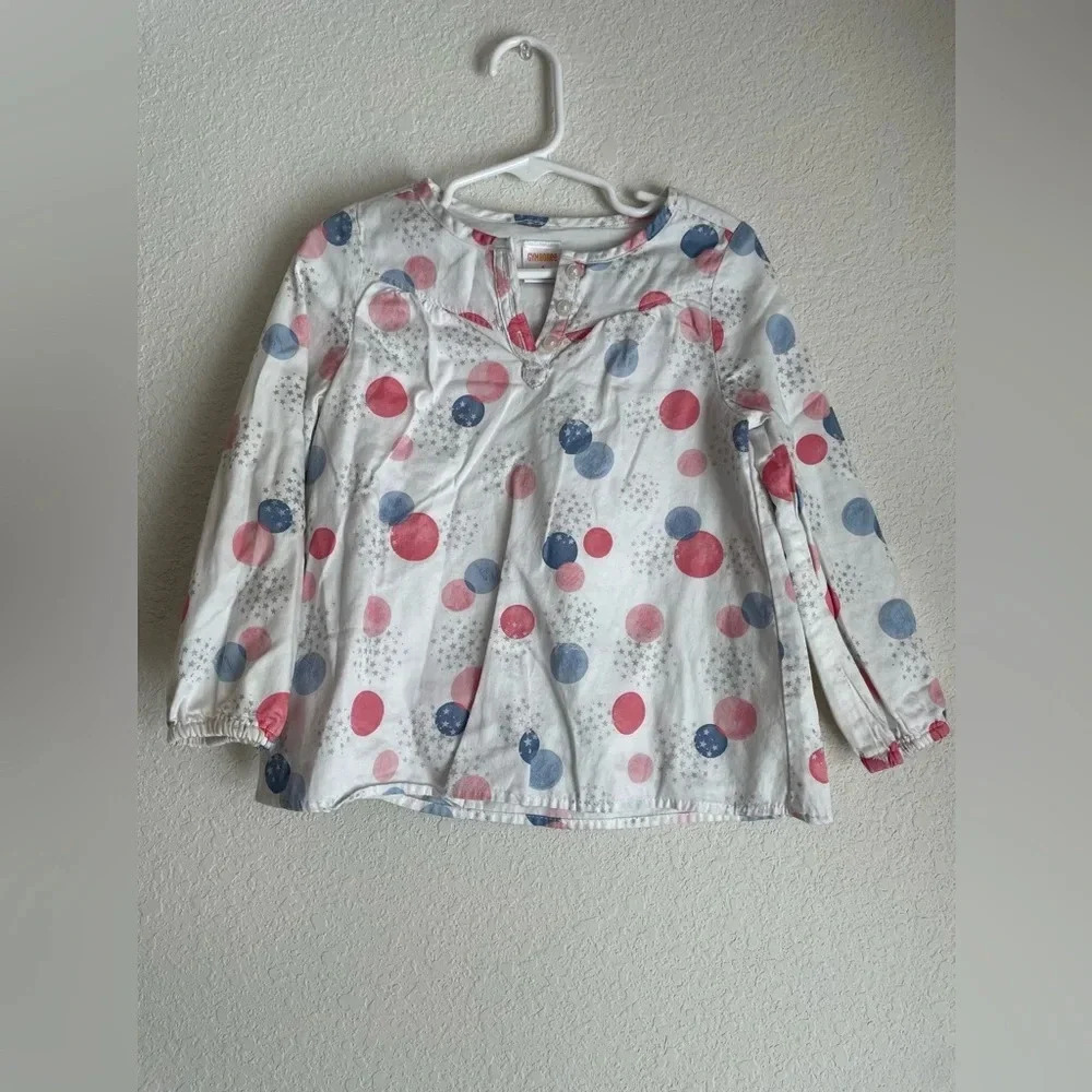 Gymboree toddler girls long sleeve lined woven bubbles with stars shirt size 4
